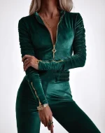 combinaison femme velours verte