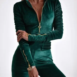 combinaison femme velours verte