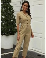 combinaison femme kaki chic