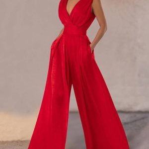 combinaison femme rouge élégante