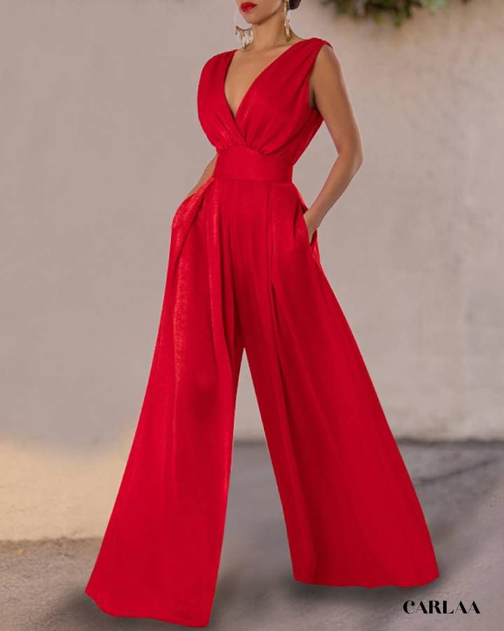 combinaison femme rouge élégante