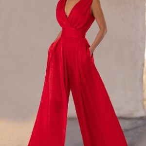 combinaison fluide rouge élégante